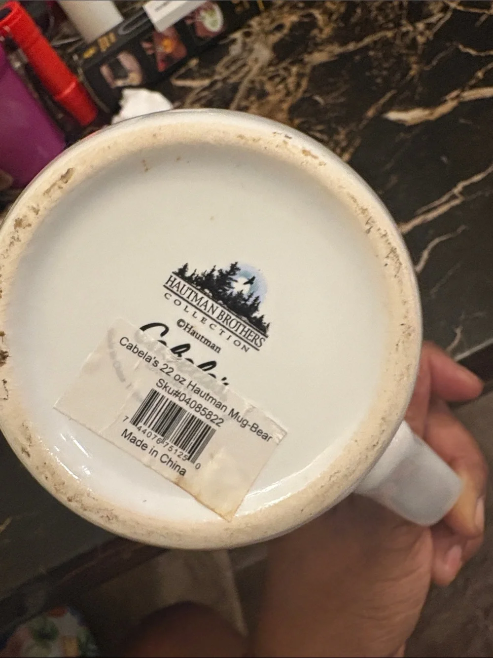 Cabela's White Ceramic Mug with Black Bear Family Artwork